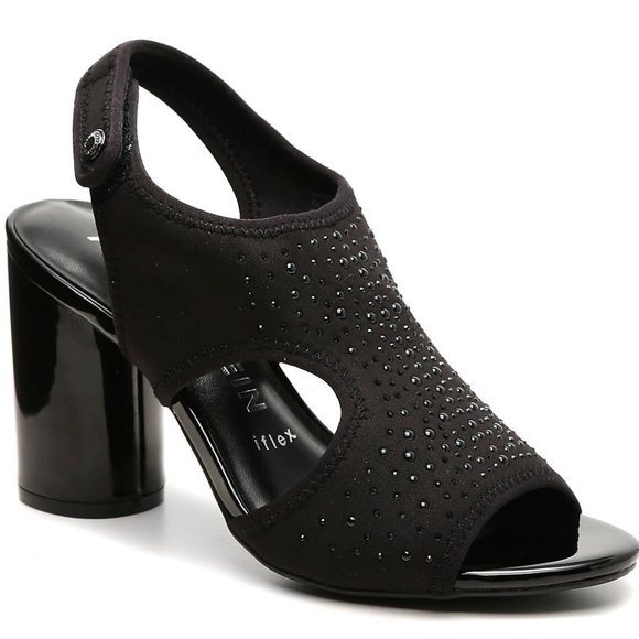 ANNE KLEIN I Flex Black Memory Foam Comfort Fabric Sandals - Picture 1 of 5